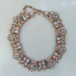 Baby pink and silver rhinestone necklace